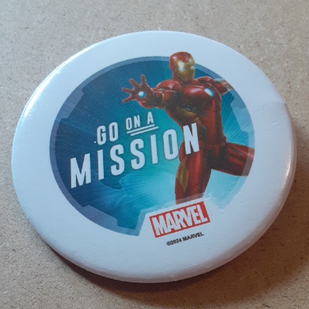 Marvel Iron Man Go On A Mission Button 2024 Red and Blue